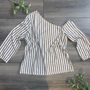Grey Striped Banana Republic One Shoulder Top